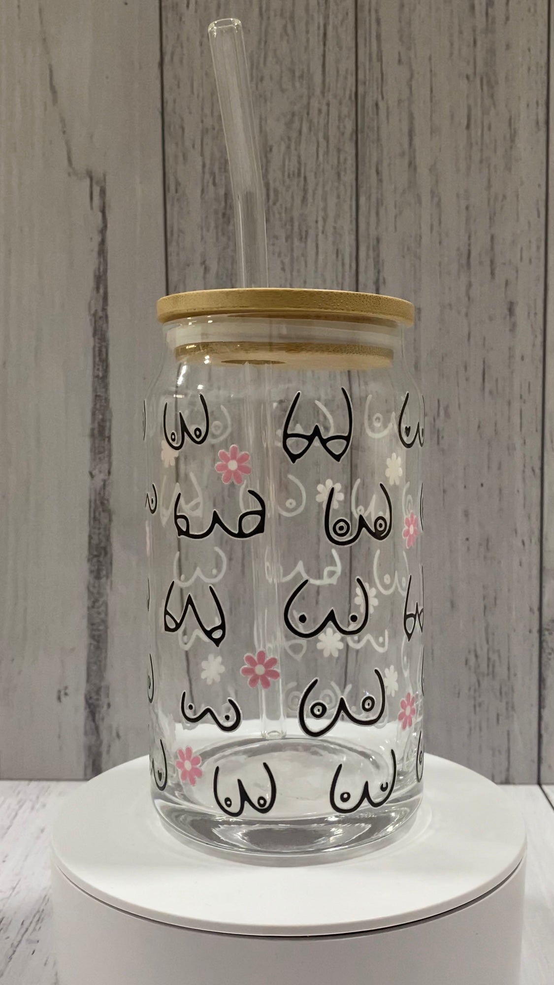 Printed Glass Can with Lid - Creative Printz