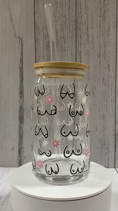 Printed Glass Can with Lid - Creative Printz