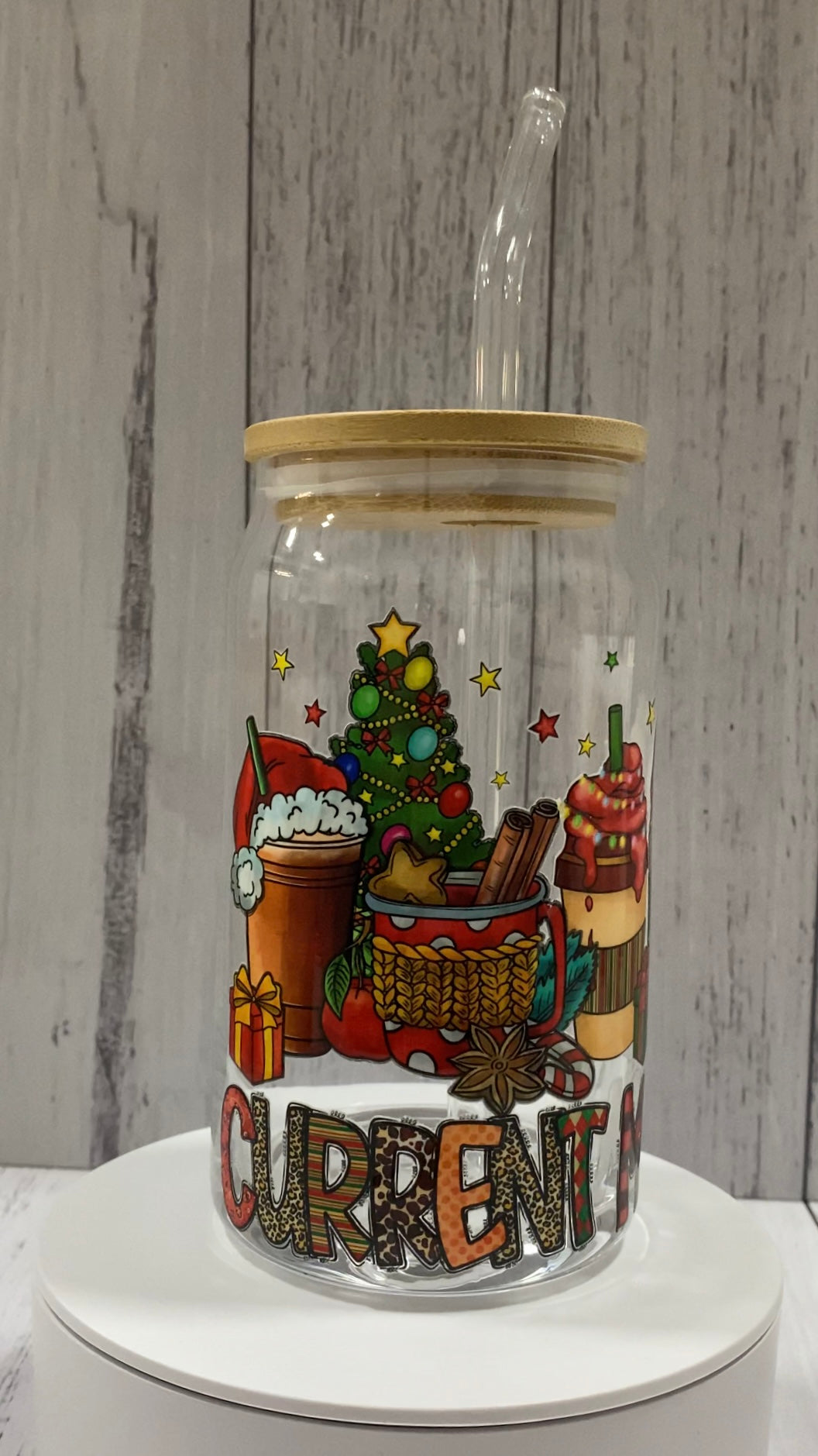 Printed Glass Can with Lid - Creative Printz