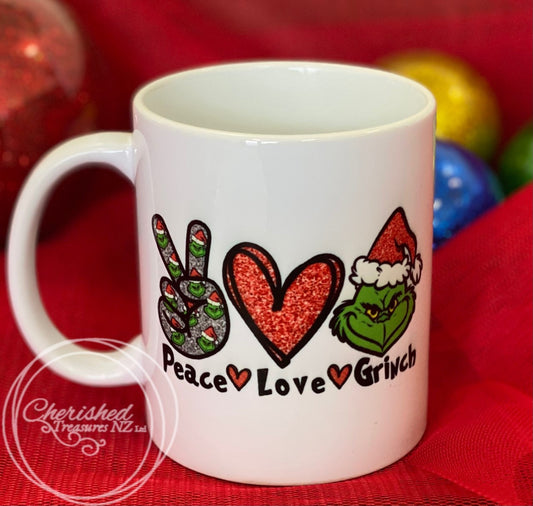 Peace, Love, Grinch Christmas Mug