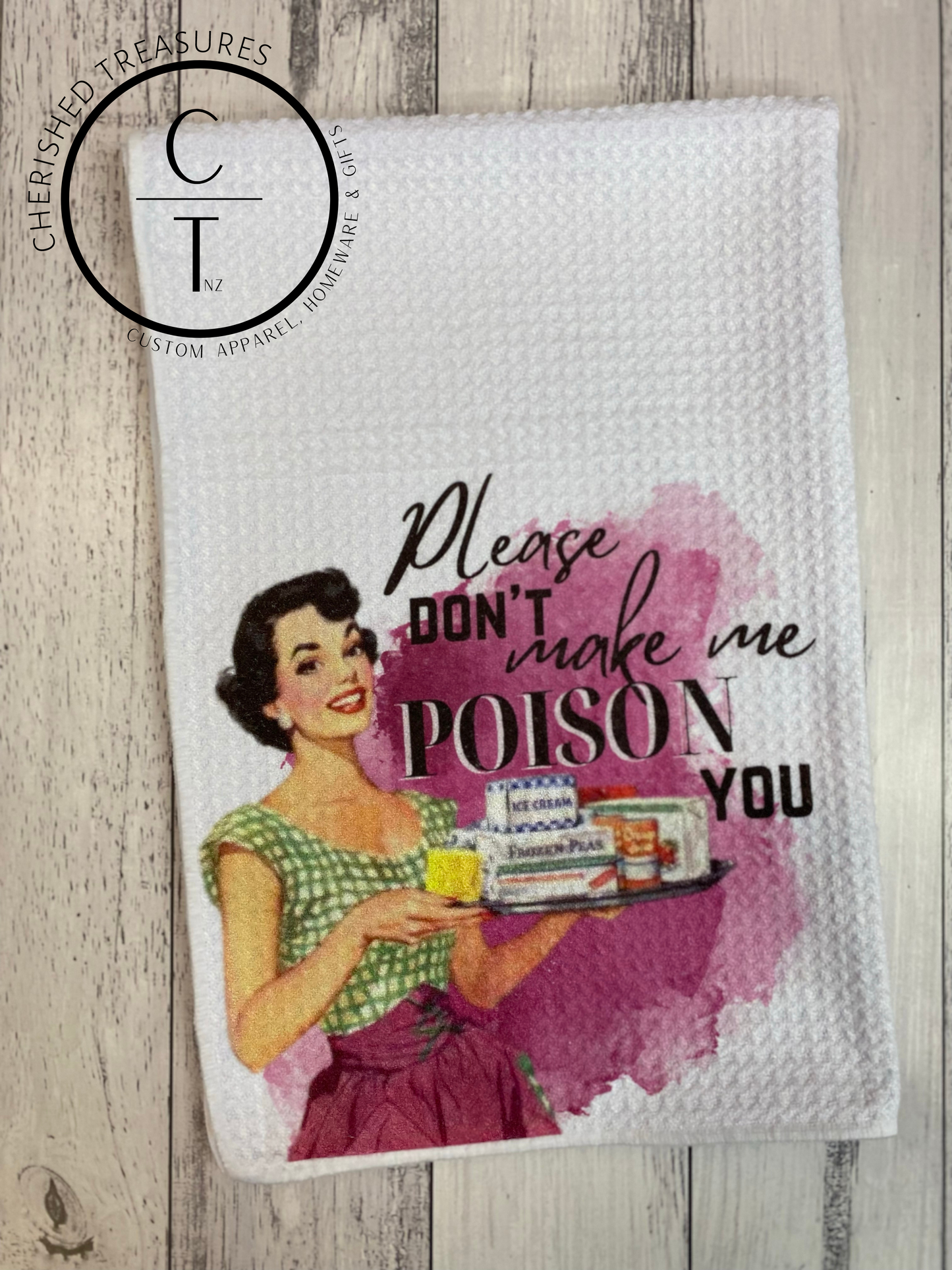 50'S Housewife Printed Waffle Tea Towel