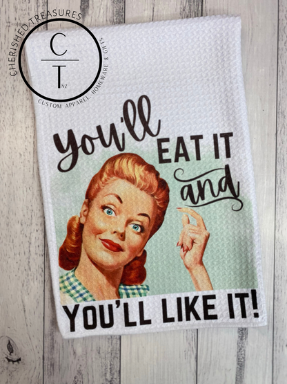 50'S Housewife Printed Waffle Tea Towel