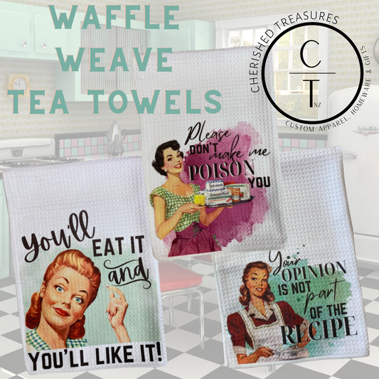 50'S Housewife Printed Waffle Tea Towel