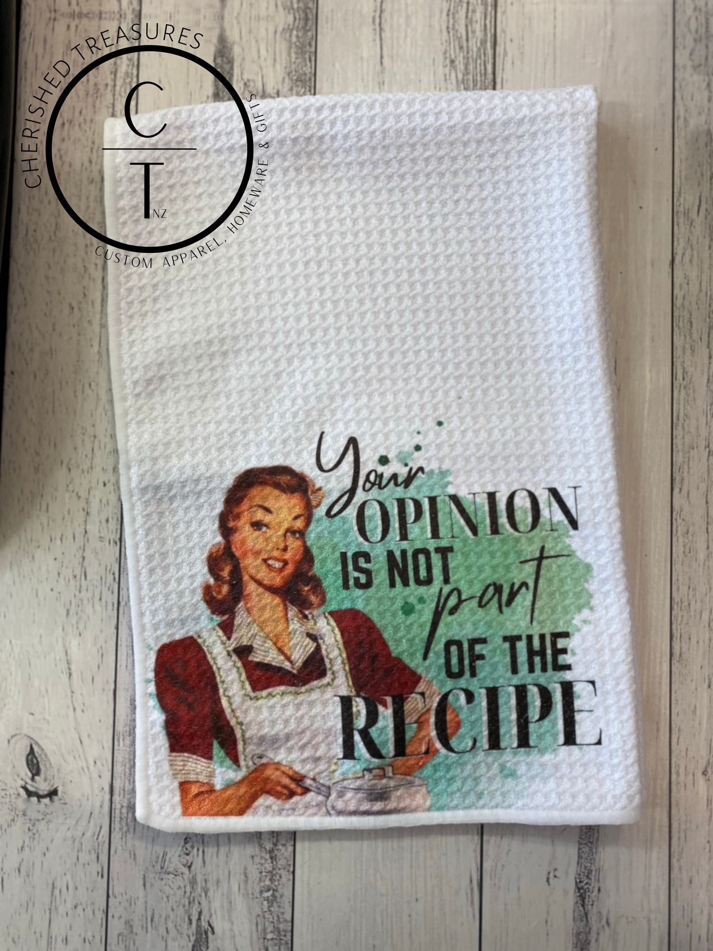 50'S Housewife Printed Waffle Tea Towel